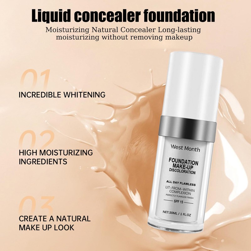 Telidif Colour Changing Foundation 30mL, Universal Shade, SPF 15, Long