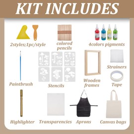 WEBEEDY 21 Piece DIY Screen Printing Set Mushroom Theme Screen Printing Set Includes Wooden Screen Printing Frame Stencils and Tools Screen Printing Starter Set with Instructions for Adults