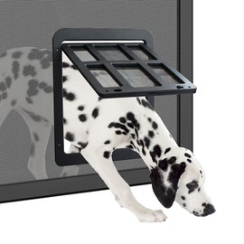 Enjoying Dog Door for Screen Doors, Passage Opening 11.2" x 14.4", Access Freely, Magnetic Swing Flap, Large Pet Door for Sliding Screen Doors, Lockable, Black