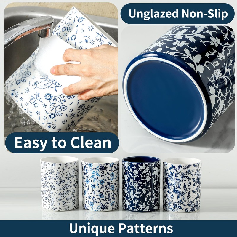 Tcetealc Kitchen Utensil Holder, Large Utensil Organizer for Countertop, Ceramic