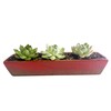 WISH HALLY WOOD 9.8inch long red rectangle Ceramic Succulent Planter