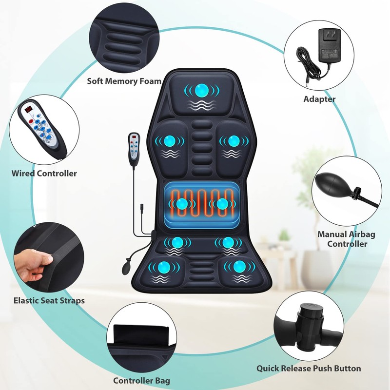 AIVEISI Massage Seat Cushion Pad with Heat 9 Massage Style