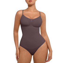 FeelinGirl Plus Size Body Shaper Tummy Control Shapewear Bodysuits Seamless Shapewear Brief for Women Chocolate 3XL-4XL