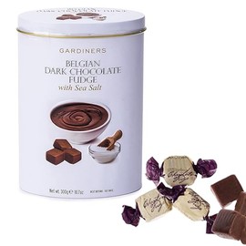 Gardiners of Scotland Handmade Fudge 300g Tin, Belgian Dark Chocolate & Sea Salt Fudge