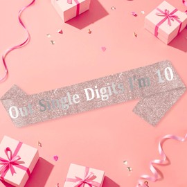 SHADOAMP 10th Birthday Decorations for Girls, Rose Gold Out Single Digits I'm 10 Birthday Decorations Sash for Happy 10th Bday Supplies Favors