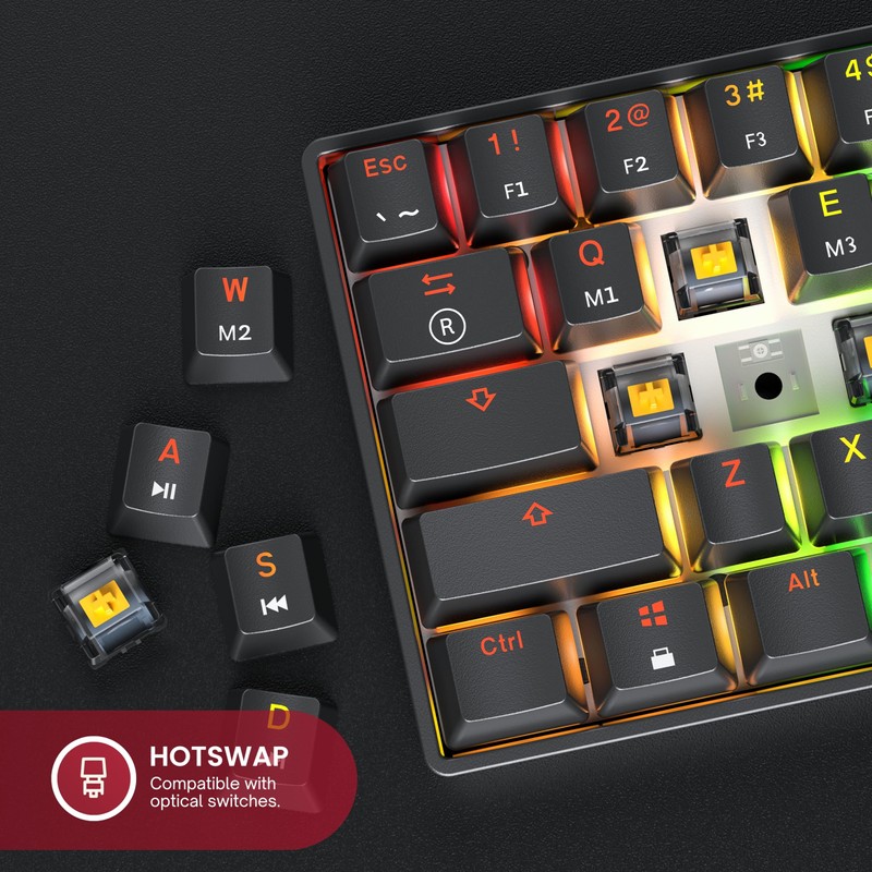GK61 Mechanical Gaming Keyboard - 61 Keys Multi Color RGB
