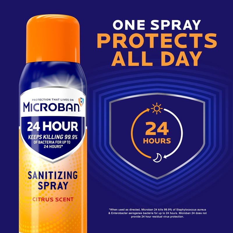 MICROBAN Disinfectant Spray, 24 Hour Sanitizing and Antibacterial Sanitizing Spray,