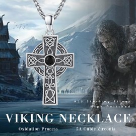 JFASHOP Keltisches Kreuz Halskette 925 Sterling Silber Keltischer Knoten Anhänger Knoten Kette Anhänger Keltisches Keltisches Anhänger Amulett Schmuck für Herren Sohn Jungen Damen Männer Unisex