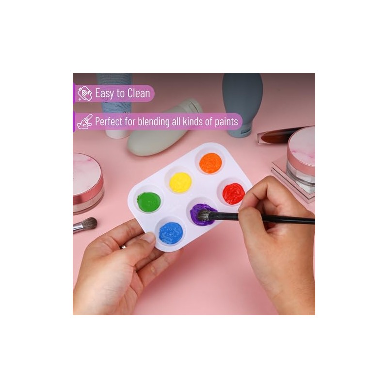 Mr. Pen- Plastic Paint Palette, 30 Pack, 6 Wells, White