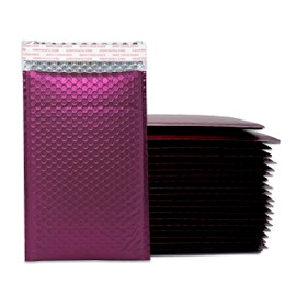 4x8" Metallic Bubble Mailers, Flashy, Durable Self Sealing Padded Mailing Shipping Envelopes (inside size 4x7" Inch) (Burgundy Wine Red, 40 Pack)
