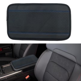 QKWL Armrest Box Pad, Arm Rest Cover for Car, Middle Console Cover, Center Console Cover, Soft and Durable,Suitable for Most Cars, Trucks, SUVs (Black and Blue)