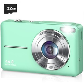 Lecran Digital Camera, 44 Megapixels, 1080P Video Recording, Auto Focus AF Function, HD Camera, Image Stabilization, 2.4-Inch IPS Screen, Lightweight, Portable, USB C Charging, Green