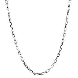 Kuzzoi Exclusive Men's Necklace with Round Anchor Links (5 mm) Oxidised for Pendants, Solid Link Chain for Man or Boyfriend, Men's Necklace 925 Sterling Silver Blackened, Length 50-60 cm, Sterling