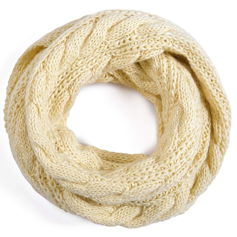 QUEENFUR Winter Women Thick Cable Knit Ribbed Infinity Circle Loop