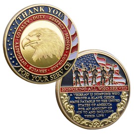 Honoring The Brave Veteran Challenge Coin – Thank You for Your Service Military Appreciation Coin – Gold-Plated Collectible Coin for Veterans Who Served