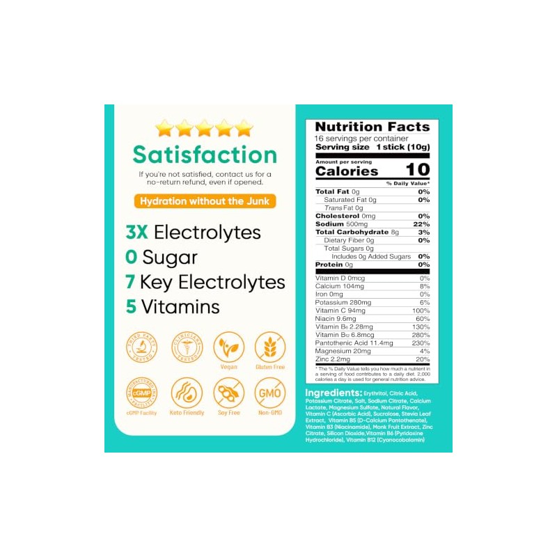 Venture Pal Sugar Free Electrolytes Powder Packets - Liquid Daily