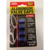 4X Blue Valve Caps Wheel Tyre Tire Stems Air Dust