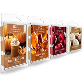 UCC Plant Based All Natural Wax Melts, Strong Fragrance, Long Lasting Premium Soy Scented Melts Cubes, Wax Melts Tarts, Colored Wax Melt - 4 Pack