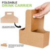 Kaderron 100 Pack Kraft Drink Carrier with Handles - 2