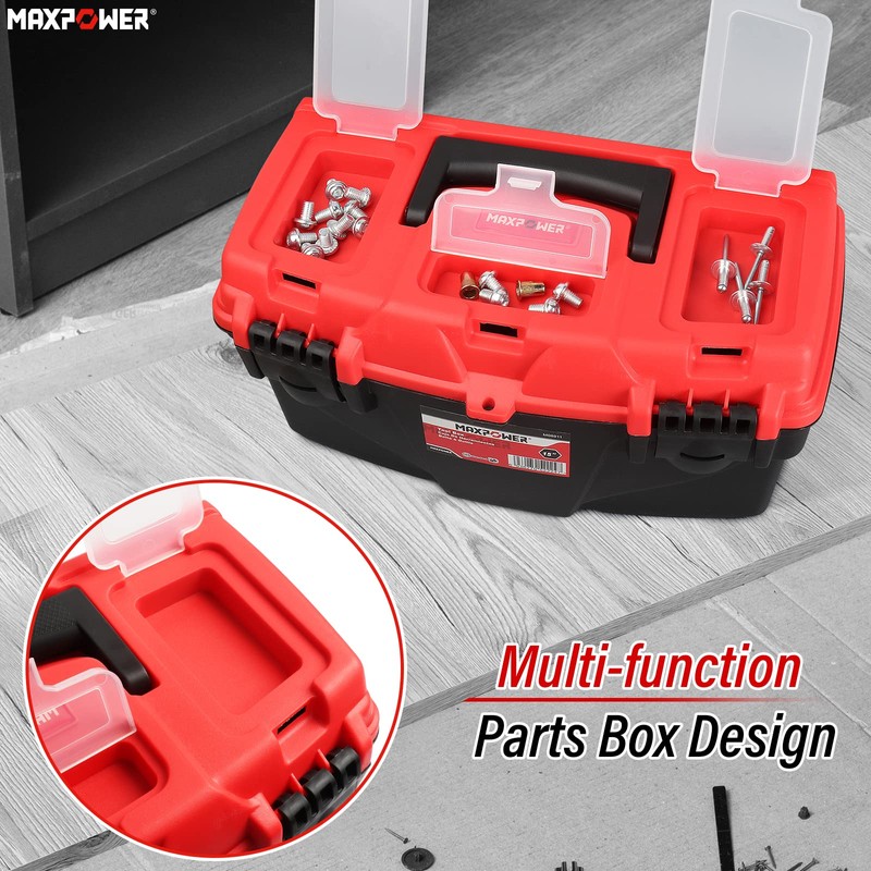 MAXPOWER Tool Box 15-Inch, Plastic Tool Boxes with Removable Tray