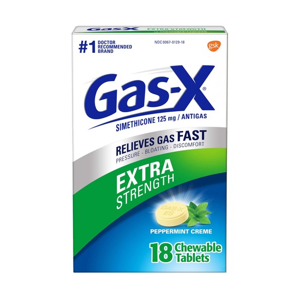 Gas-X Extra Strength Peppermint Chewable Tablet for Fast Gas Relief, 18 count