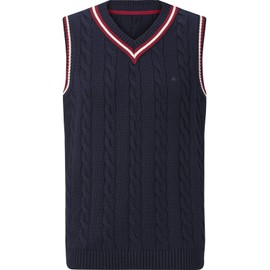 Charles Colby Men's Earl Constantine Knitted Casual Top Sleeveless, darkblue