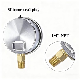 YSIL 0-300 Psi Glycerin Liquid Filled Low Pressure Gauge 2.5" Dial Size Stainless Steel 1/4" NPT Water Oil Air Lower Mount for Water Pump Pneumatic Hose Tank Gas Pressure Test