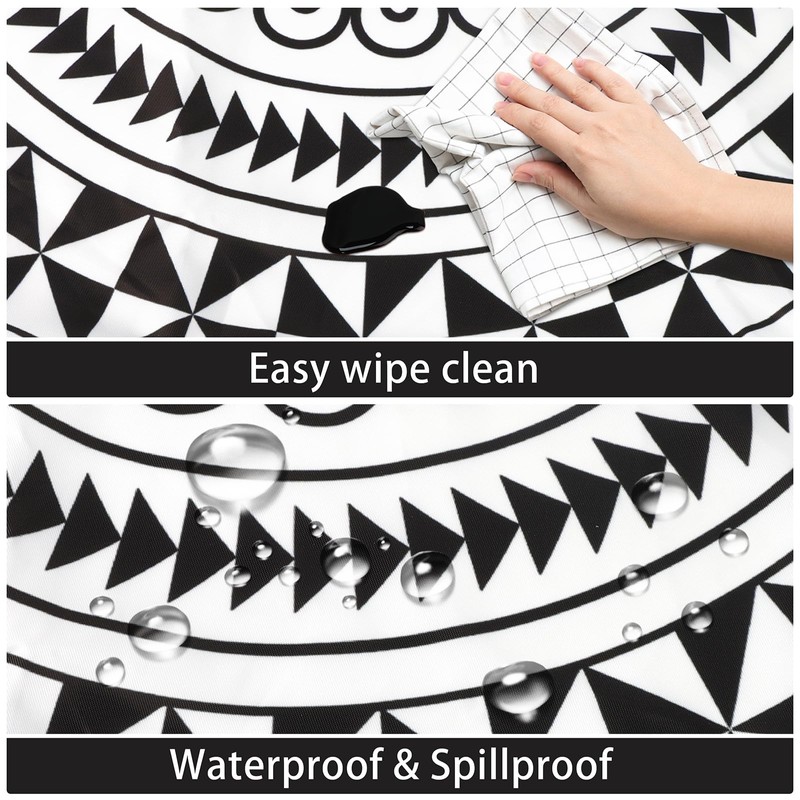 Round Outdoor Tablecloth with Umbrella Hole Waterproof Patio Table Covers