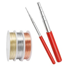 YINKE Accessory Wire, Set of 3, Wire Diameter 0.01 inch (0.3 mm), Iron Wire Winding Rods, 2 Pieces, Crafts, Beading, Jewelry Making, DIY Material, For Bending