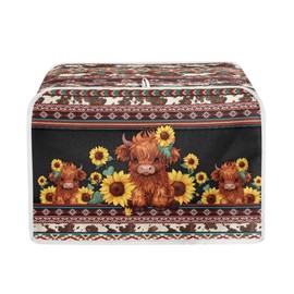 Lotusorchid Highland Cow Print Toaster Cover - 4 Slice, Washable, Anti Scratch, Brown