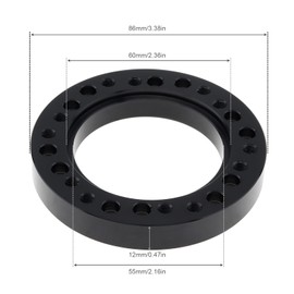 DriSentri 0.5" Steering Wheel Hub Adapter Conversion Spacer, Black Aluminium Alloy 12mm Steering Wheel Hub PCD Adapter Spacer for Momo for Nardi for OMP for Sparco