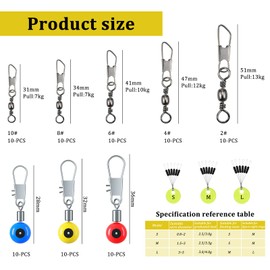 CONNECTION 180 Pcs Rubbers Float Stops for Coarse Fishing 50 Fishing Swivels and Clips 30 Sea Fishing Space Beans S,M,L Fishing Connector Set for Sea Freshwater Fishing Accessories (Multi-color)