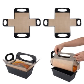 BOXOB 2 Stück Brotbackformen-Einlagen, Antihaftbeschichtete Hitzebeständige Brotschlinge aus Silikon mit 4 Griffen Wiederverwendbare Backmatte für 9x5 Zoll Oder 1,5 lb Brotbackformen