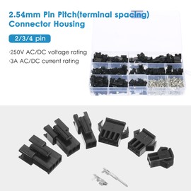 480Pcs JST  2.54mm Pitch 2-Pin 3-Pin 4-Pin Connector Housing Assortment Kit Female and Male Dupont Connector Set for Jumper Wire Ribbon Cable PC Fan Header Robots Printer DIY