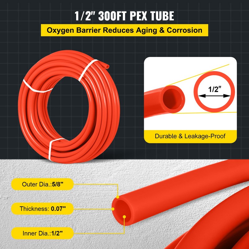 VEVOR 1/2 Inch PEX-B Pipe with Oxygen Barrier - 300