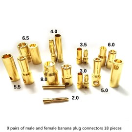 skrnrhrery Banana Bullet Connector Male Female Plug, Compatible with RC Car Boat Drone Battery ESC Motor Battery Equipment Motor Parts (3.5mm) 10 Pairs