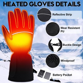 Svpro Heated Gloves, Warm Winter Gloves Men Women Touchscreen Ski Gloves Thinsulate Thermal Gloves Windproof Cycling Gloves for Skiing, Hiking, Cycling, Motorcycling