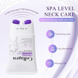 Crema para Cuello Reafirmante, Collagen Firming Cream,con Masaje de Rodillos, Hidratante para Cuello, Crema para Reafirmar el Cuello,Reduce las Arruga