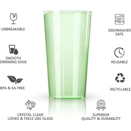 VerdureWare 24 oz Hammered Plastic Tumblers – Set of 8 Green Reusable Cups – BPA