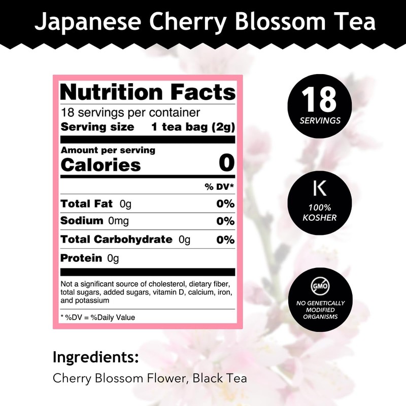 Buddha Teas Japanese Cherry Blossom Tea - OU Kosher, 18