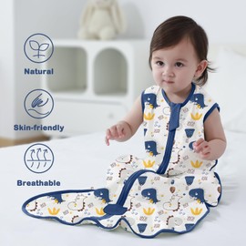 MIKAFEN Baby Sleeping Bag Spring and Summer 1.0Tog,100% Organic Cotton Sleeveless Baby Sleeping Sack/Baby Swaddle,Dinosaur14-24months