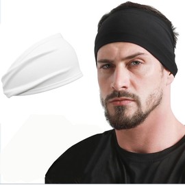 DEMIL Mens Running Headband,1 Pack or 3Pack,Stretchy Moisture Wicking Workout Sweatband,for Football,Runing,Tennis,Cycling,Fitness Unisex Sports Hairband(1PACK-White)