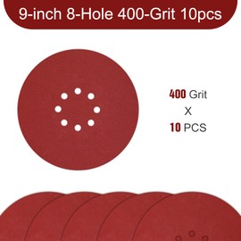 9 inch Sanding Discs 8 Holes 400 Grit Hook and Loop Disc 225mm Sanding Pads 10PCS for Drywall Sander