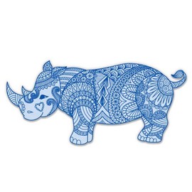 GT Graphics Express Rhino Blue - 16" - Large Size Vinyl Sticker - Outdoor Indoor