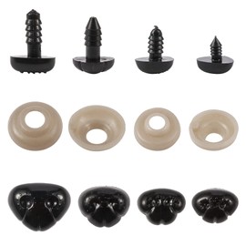 Cheriswelry 100sets Black Plastic Safety Noses Crafts with Washers for DIY Doll Making