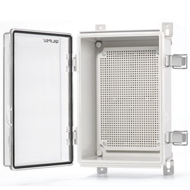 QILIPSU Outdoor WiFi Enclosure, 11.4"x7.5"x5.5" Waterproof Electrical Junction Box IP67 Weatherproof Plastic Clear Hinged Cover for Electronic Network Project