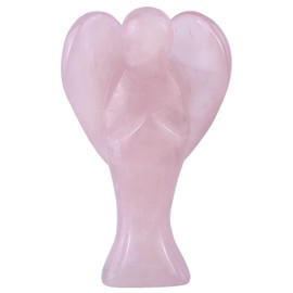KYEYGWO 7.5 cm Rose Quartz Gemstone Angel Figurine, Healing Crystal Guardian Angel Talisman Hand Carved Pocket Stone Lucky Charm Fengshui Decor