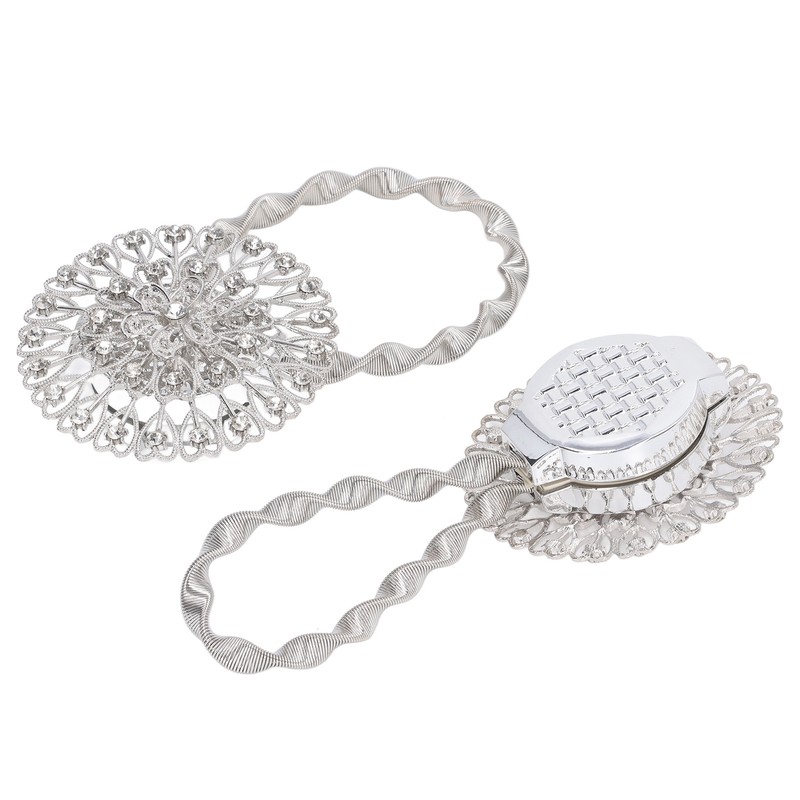 2Pcs Magnetic Curtain Tiebacks Stainless Steel Sparkling Crystal Flower Curtain