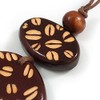 Avalaya Long Cotton Cord Wooden Pendant with Coffee Beans Motif