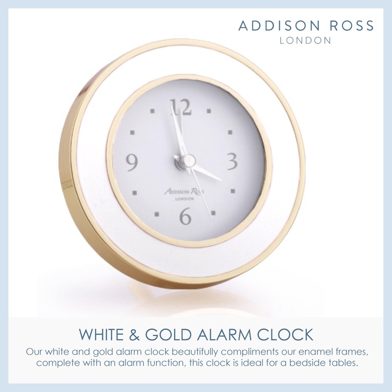 Addison Ross White and Gold Plated Silent Alarm Clock with